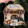 Custom First Christmas Acrylic Ornament - Personalized America 250th Anniversary Christmas Gifts For Dog Cat Lovers, Dog Dad And Mom, Cat Owners - Loved By My Forever Family