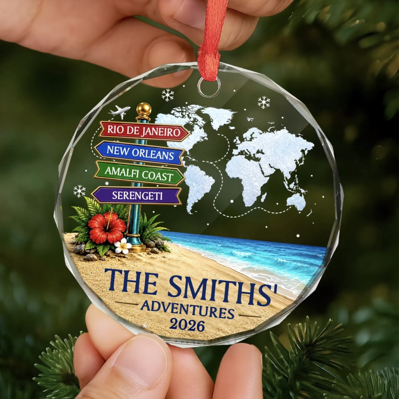Custom Circle Glass Ornament - Personalized Christmas Birthday Gifts For Mom, Dad, Brother, Sister - Best Vacation With My Family