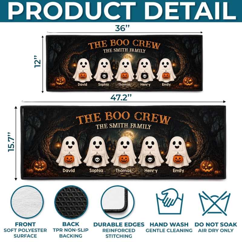 Custom Boo Runner Rug - Personalized Halloween Decor Gifts For Mom, Dad, Brother, Sister - Spooktacular Family Crew