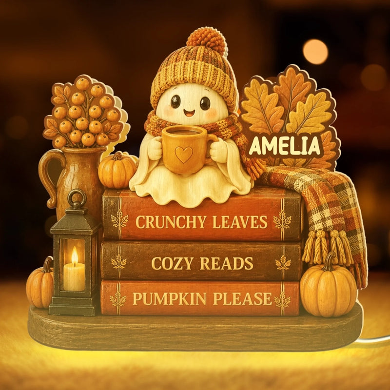Custom Halloween Shaped Light Box - Personalized Bookish Gifts For Book Lovers, Bookworms, Readers - Frightful Tales Favorite Pages