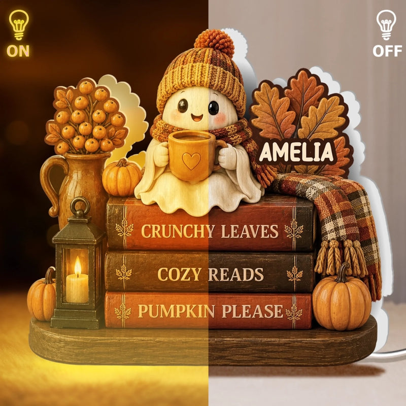 Custom Halloween Shaped Light Box - Personalized Bookish Gifts For Book Lovers, Bookworms, Readers - Frightful Tales Favorite Pages