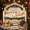 Custom First Christmas Acrylic Ornament - Personalized America 250th Anniversary Christmas Gifts For New Moms, New Dads, New Parents - Wrapped In Love And Freedom