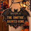 Custom Haunted Home Shaped Metal Sign - Personalized Halloween Decor Gifts For Mom, Dad, Brother, Sister - Home Of Spooky Good Times