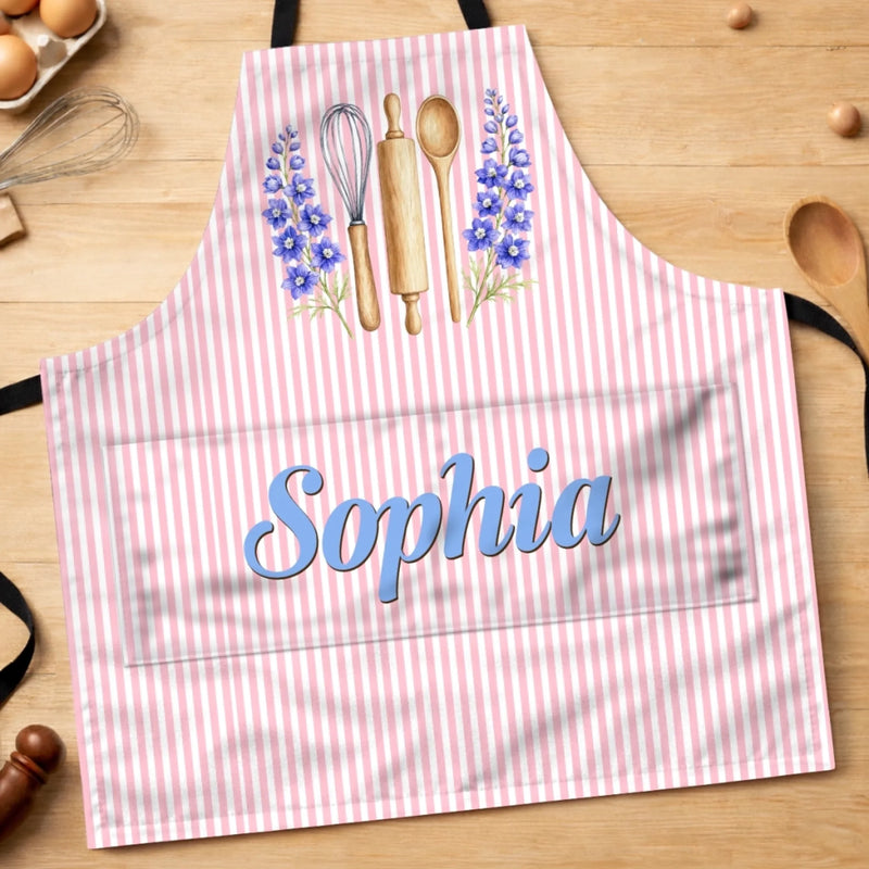 Custom Apron With Pocket - Personalized Birthday Gifts For Wife, Daughter, Besties, Sisters, Granddaughter, Grandma, Mom, Yourself - Freshly Baked Home Happiness