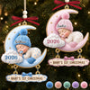 Custom First Christmas Wooden Ornament With Tag - Personalized Christmas Baby Shower, Gender Reveal Gifts For New Moms, New Dads, New Parents - Sweet Dreams Little One