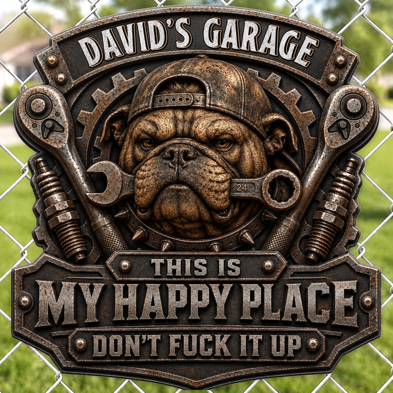 Custom Shaped Metal Sign - Personalized Birthday Gifts For Husband, Son, Grandson, Brother, Grandpa, Dad, Yourself - My Tools My Happy Place