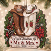 Custom First Christmas Wooden Ornament - Personalized Anniversary Christmas Wedding Gifts For Husband And Wife, Him And Her - Rustic Love Under The Tree