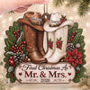 Custom First Christmas Wooden Ornament - Personalized Anniversary Christmas Wedding Gifts For Husband And Wife, Him And Her - Rustic Love Under The Tree