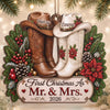 Custom First Christmas Wooden Ornament - Personalized Anniversary Christmas Wedding Gifts For Husband And Wife, Him And Her - Rustic Love Under The Tree