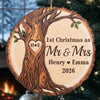 Custom First Christmas Wooden Ornament - Personalized Anniversary Christmas Wedding Gifts For Husband And Wife, Him And Her - Forever Rooted In Your Love