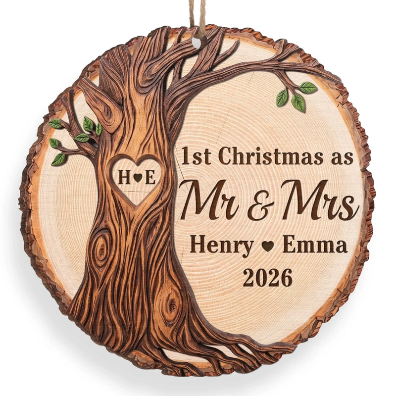 Custom First Christmas Wooden Ornament - Personalized Anniversary Christmas Wedding Gifts For Husband And Wife, Him And Her - Forever Rooted In Your Love