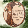Custom First Christmas Wooden Ornament - Personalized Anniversary Christmas Wedding Gifts For Husband And Wife, Him And Her - Forever Rooted In Your Love