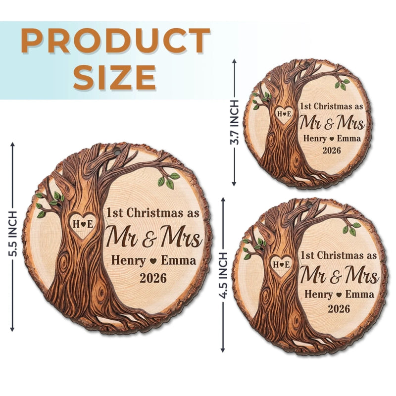 Custom First Christmas Wooden Ornament - Personalized Anniversary Christmas Wedding Gifts For Husband And Wife, Him And Her - Forever Rooted In Your Love