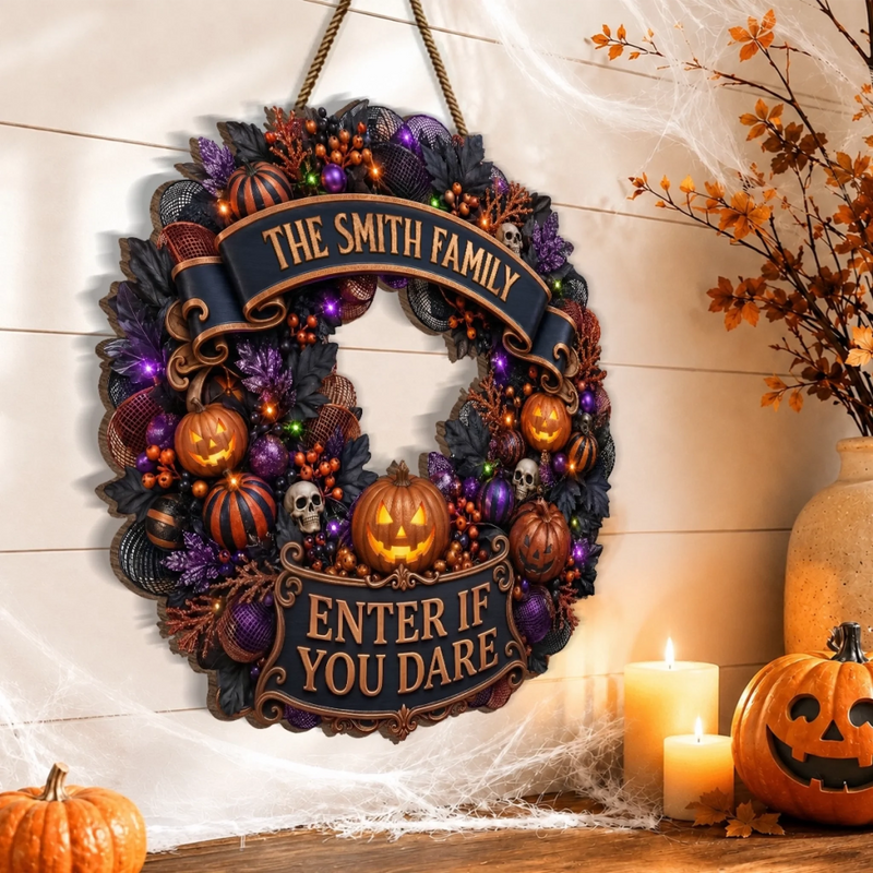 Custom Wood Sign - Personalized Halloween Decor Birthday Gifts For Mom, Dad, Brother, Sister - Sweet But Spooky Home
