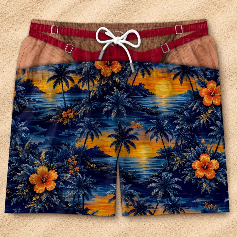 Custom Funny Patriotic Men Swim Trunks - Personalized Summer Vacation And Travel Gifts For Husband, Son, Grandson, Brother, Grandpa, Dad, Yourself - High Tides Low Standards