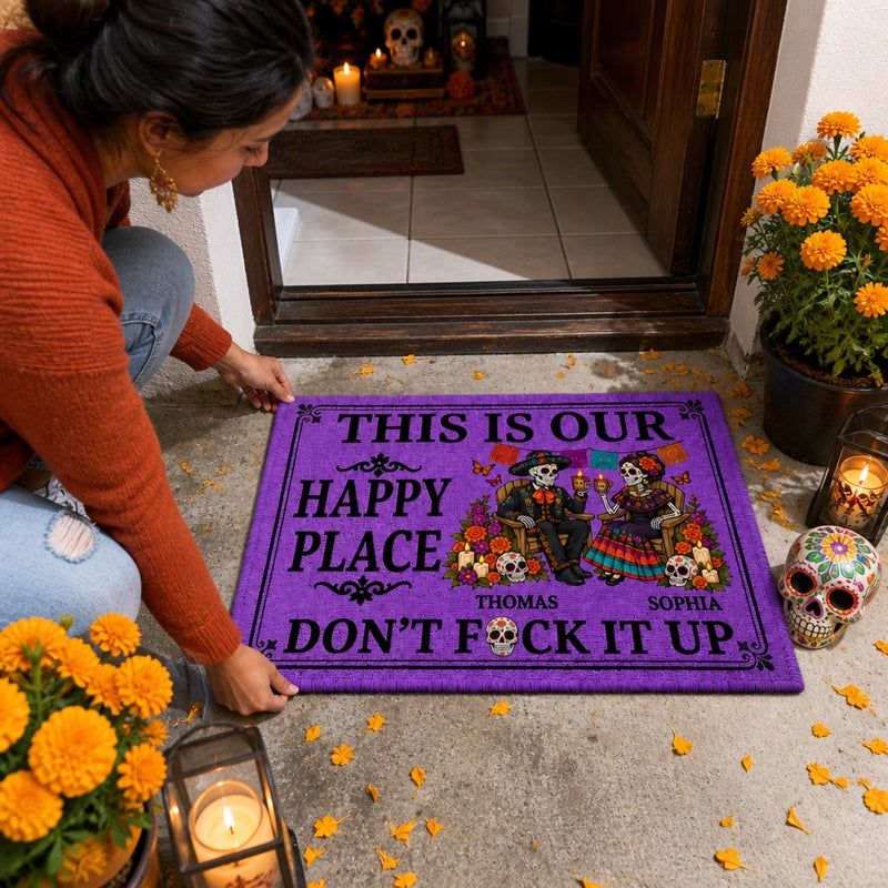 Custom Day Of The Dead Home Decor Decorative Mat - Personalized  Anniversary Wedding Gifts For Husband And Wife, Him And Her - Love You To Death