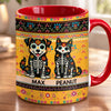 Custom Photo Day Of The Dead Accent Mug - Personalized Birthday Gifts For Dog Cat Lovers, Dog Dad And Mom, Cat Owners - Dancing With Colorful Memories Today