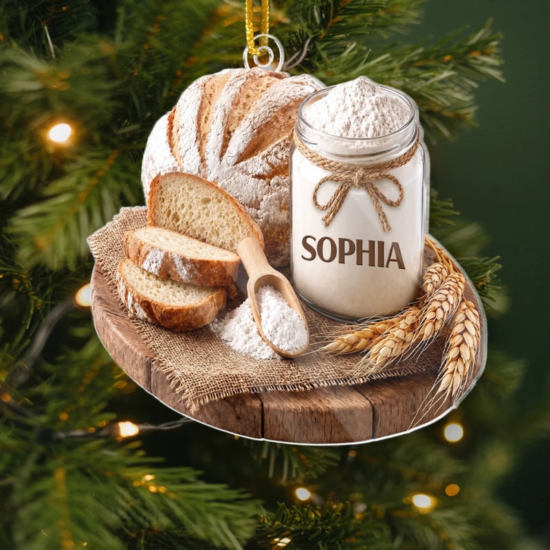 Custom Acrylic Ornament - Personalized Christmas Birthday Gifts For Sourdough Bakers, Bread Bakers - Baked With Love And Sourdough