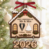 Custom First Christmas Wooden Ornament With Tag - Personalized Anniversary Christmas Wedding Gifts For Husband And Wife, Him And Her - Side By Side, Heart To Heart