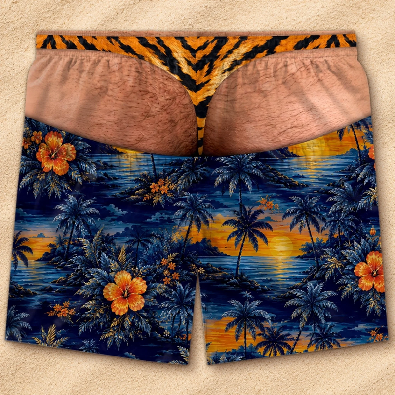 Custom Funny Patriotic Men Swim Trunks - Personalized Summer Vacation And Travel Gifts For Husband, Son, Grandson, Brother, Grandpa, Dad, Yourself - Gone Coastal Again