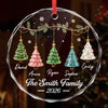 Custom Circle Glass Ornament - Personalized Christmas Birthday Gifts For Mom, Dad, Brother, Sister - Love Makes Us Family