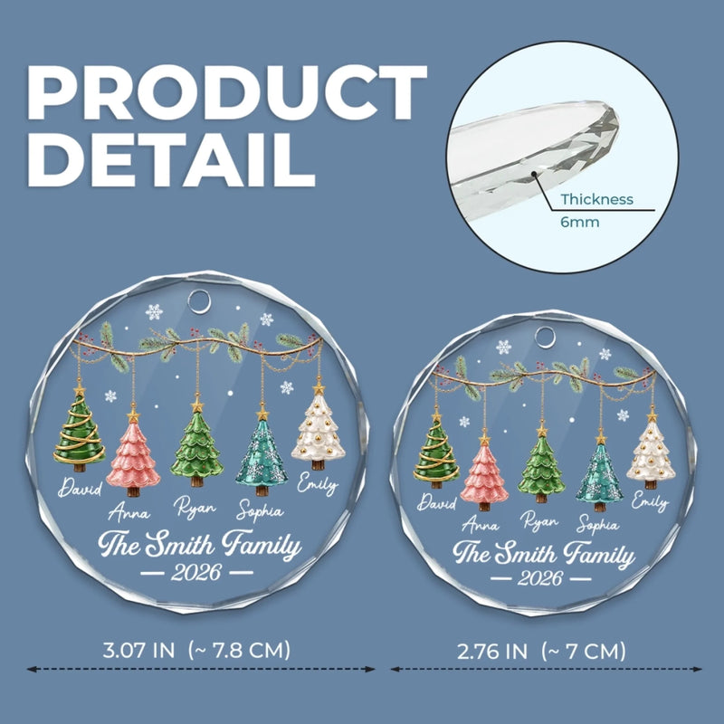 Custom Circle Glass Ornament - Personalized Christmas Birthday Gifts For Mom, Dad, Brother, Sister - Love Makes Us Family