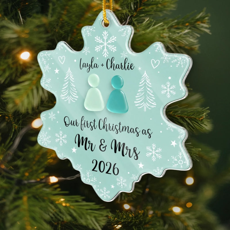 Custom First Christmas Acrylic Ornament - Personalized Anniversary Christmas Wedding Gifts For Husband And Wife, Him And Her - Mint To Be Together Forever