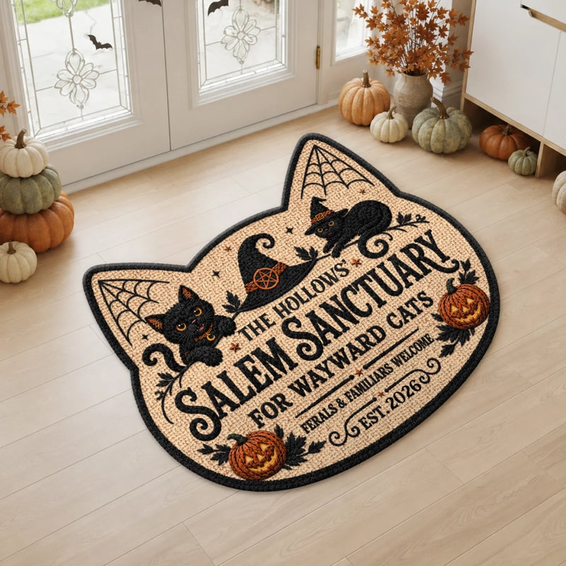 Custom Shaped Doormat - Personalized Halloween Decor Birthday Gifts For Mom, Dad, Brother, Sister - Wicked Cats Live Here