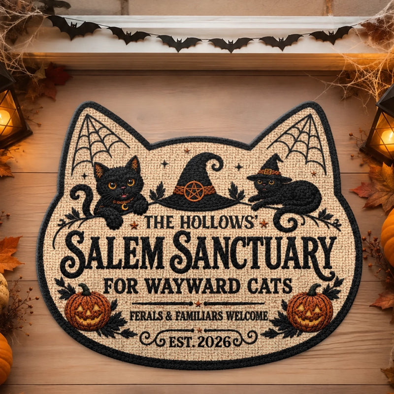 Custom Shaped Doormat - Personalized Halloween Decor Birthday Gifts For Mom, Dad, Brother, Sister - Wicked Cats Live Here