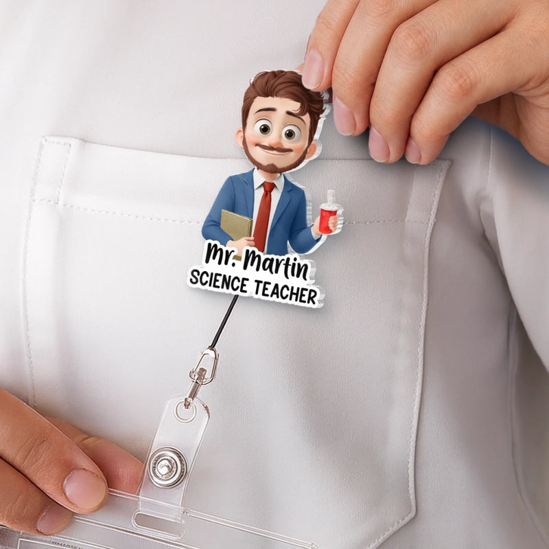 Custom Acrylic Badge Reel - Personalized Teacher Appreciation, Back To School Gifts For Teacher - Inspiring Minds Every Day