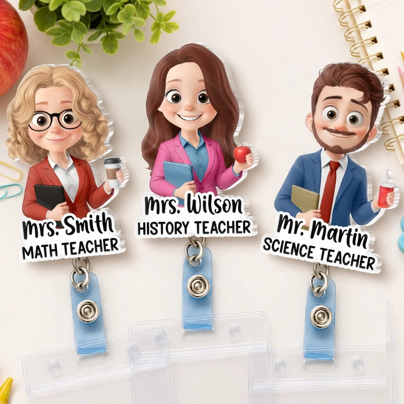 Custom Acrylic Badge Reel - Personalized Teacher Appreciation, Back To School Gifts For Teacher - Inspiring Minds Every Day