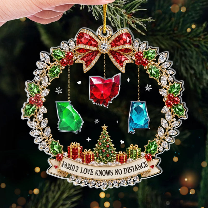 Custom Long Distance Acrylic Ornament - Personalized Christmas Birthday Gifts For Mom, Dad, Brother, Sister - No Distance Too Far Today