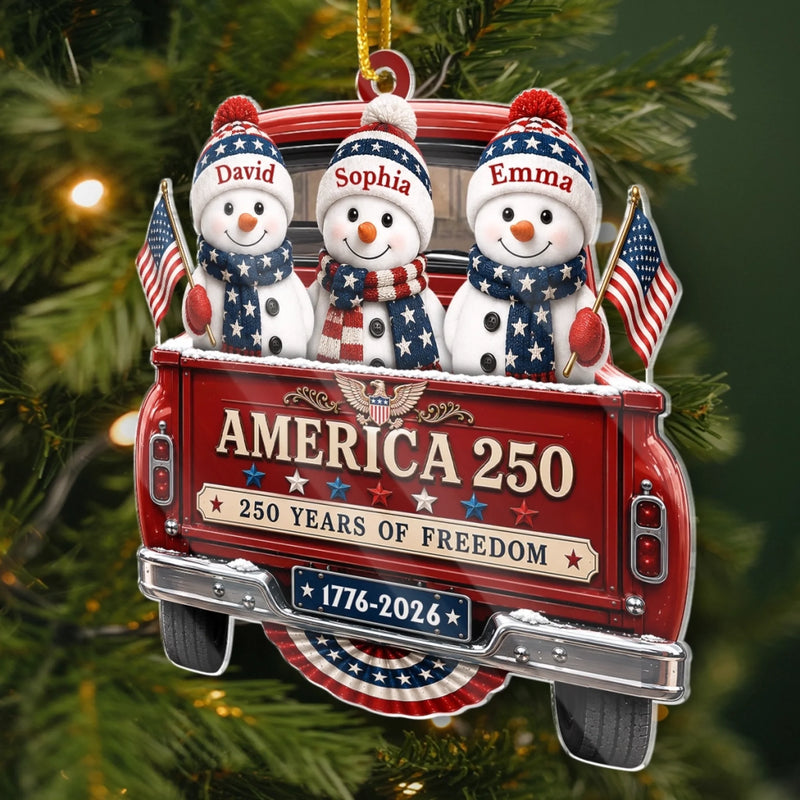 Custom Acrylic Ornament - Personalized America 250th Anniversary Christmas Gifts For Mom, Dad, Brother, Sister - United In Freedom Always
