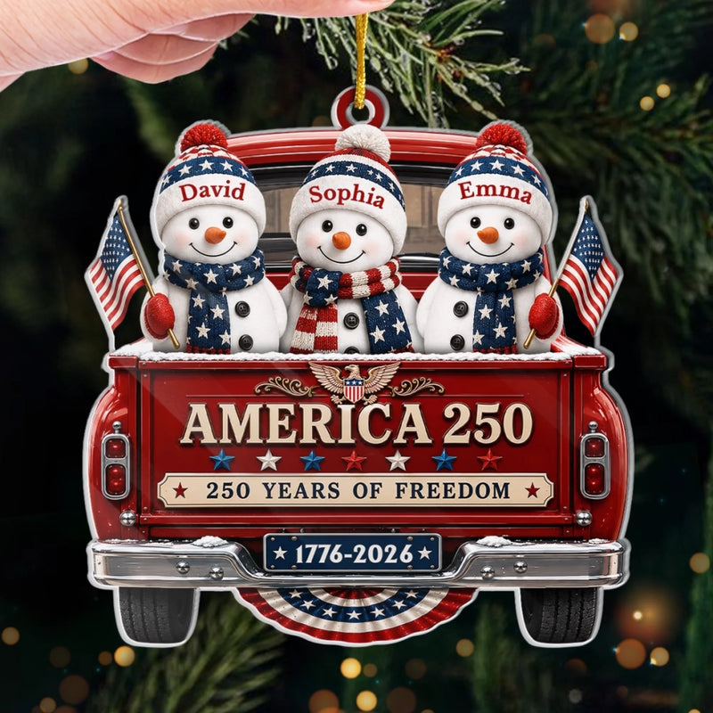 Custom Acrylic Ornament - Personalized America 250th Anniversary Christmas Gifts For Mom, Dad, Brother, Sister - United In Freedom Always