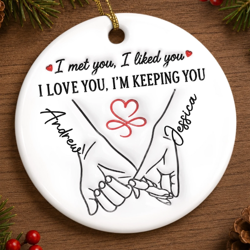 Custom Double-Sided Ceramic Ornament - Personalized Anniversary Wedding Gifts For Husband And Wife, Him And Her - Where Our Love Story First Began