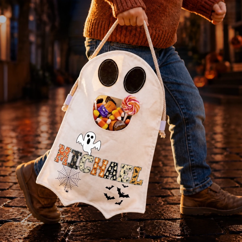 Custom Ghost Bag - Personalized Halloween  Birthday Gifts For Kids - Little Spook Big Fun