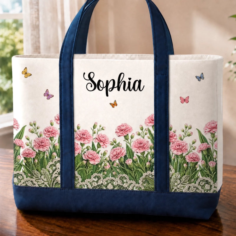 Custom Canvas Tote Bag - Personalized Birthday Gifts For Wife, Daughter, Besties, Sisters, Granddaughter, Grandma, Mom, Yourself - Sweet Floral Bliss On Go