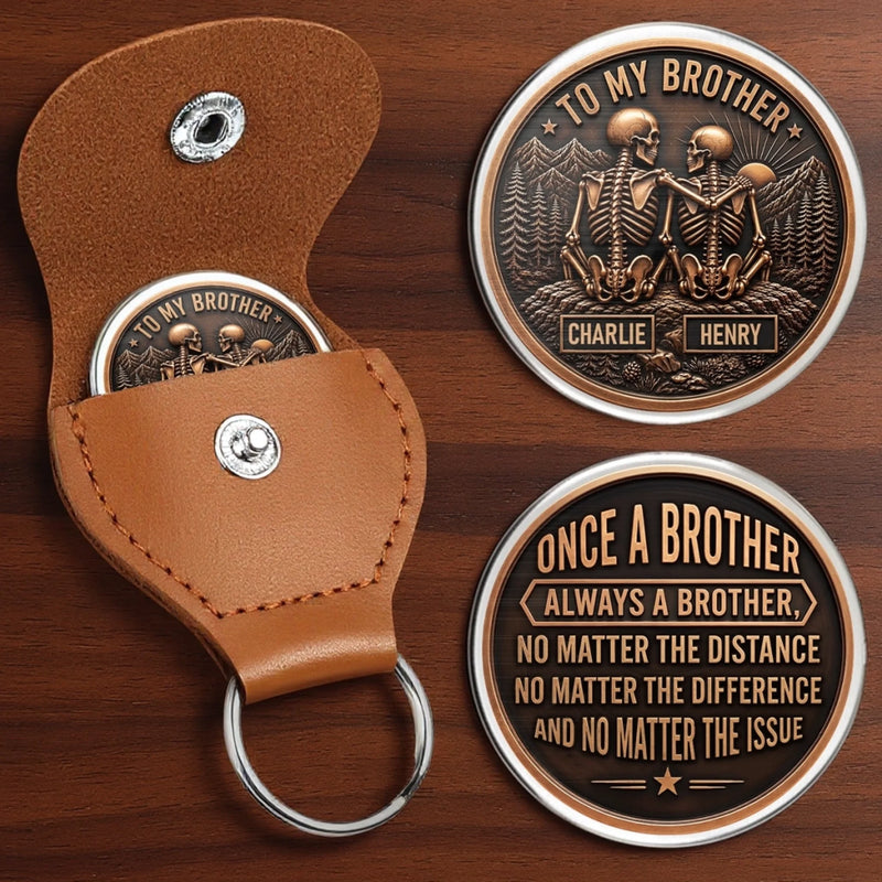 Custom Skeleton Pocket Hug - Personalized Birthday Gifts For Brother - Standing Together Until The End