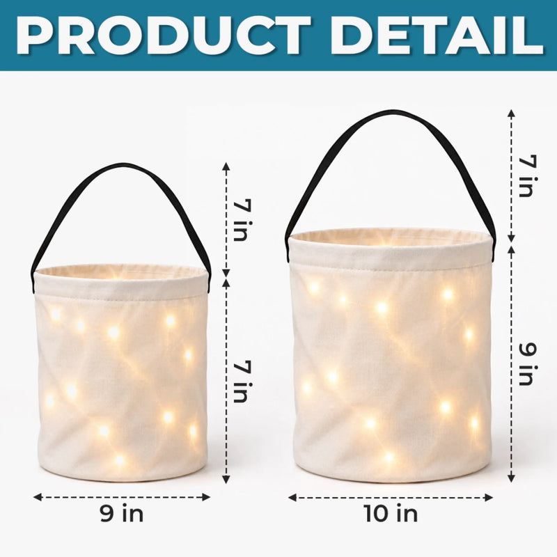 Custom LED Light Bucket Bag - Personalized Halloween Birthday Gifts For Kids - Spooky Little Cutie