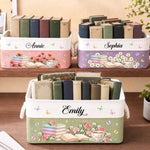 Custom Storage Basket - Personalized Bookish Gifts For Book Lovers, Bookworms, Readers - Bloom With Grace Every Day