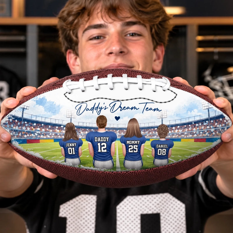 Custom Family Football Gifts for Dad - Personalized Leather Football