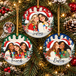 Custom Photo Christmas Gifts For Sisters And Besties - Personalized Ceramic Ornament