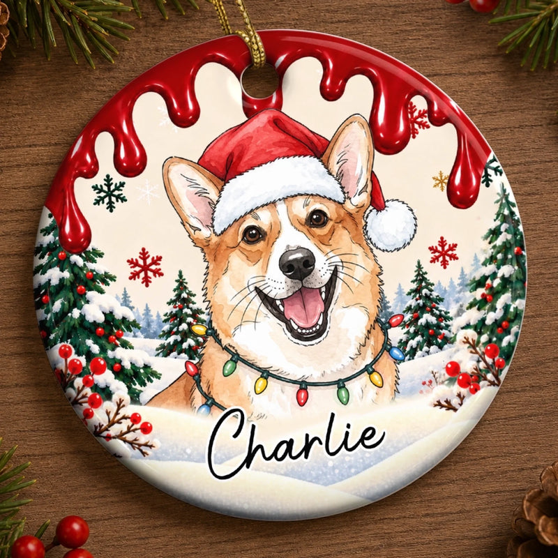 Custom Pet Photo Christmas Keepsake Gifts For Dog And Cat Lovers - Personalized Ceramic Ornament