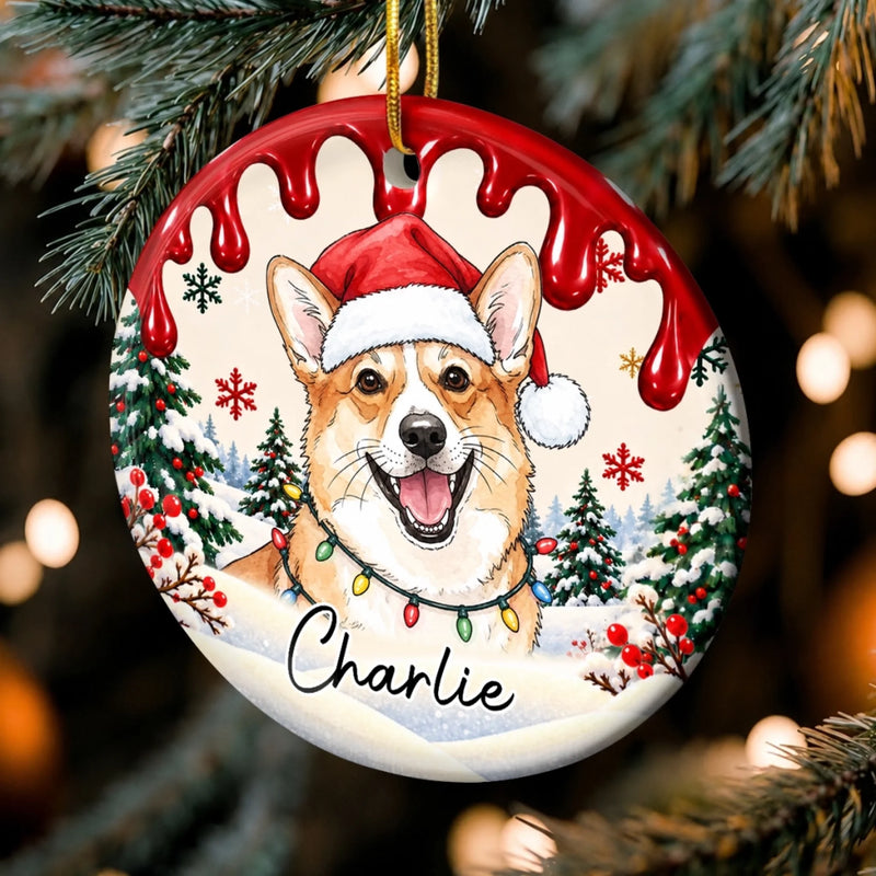 Custom Pet Photo Christmas Keepsake Gifts For Dog And Cat Lovers - Personalized Ceramic Ornament