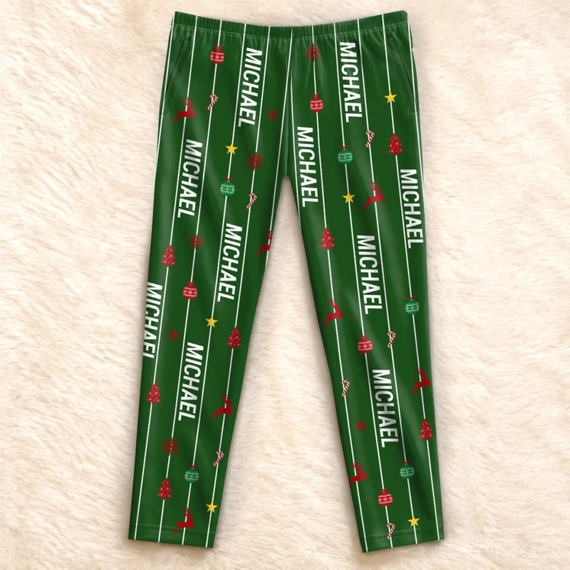 Custom Name Striped Christmas Pajama Gifts for Families - Personalized Pajamas Pants