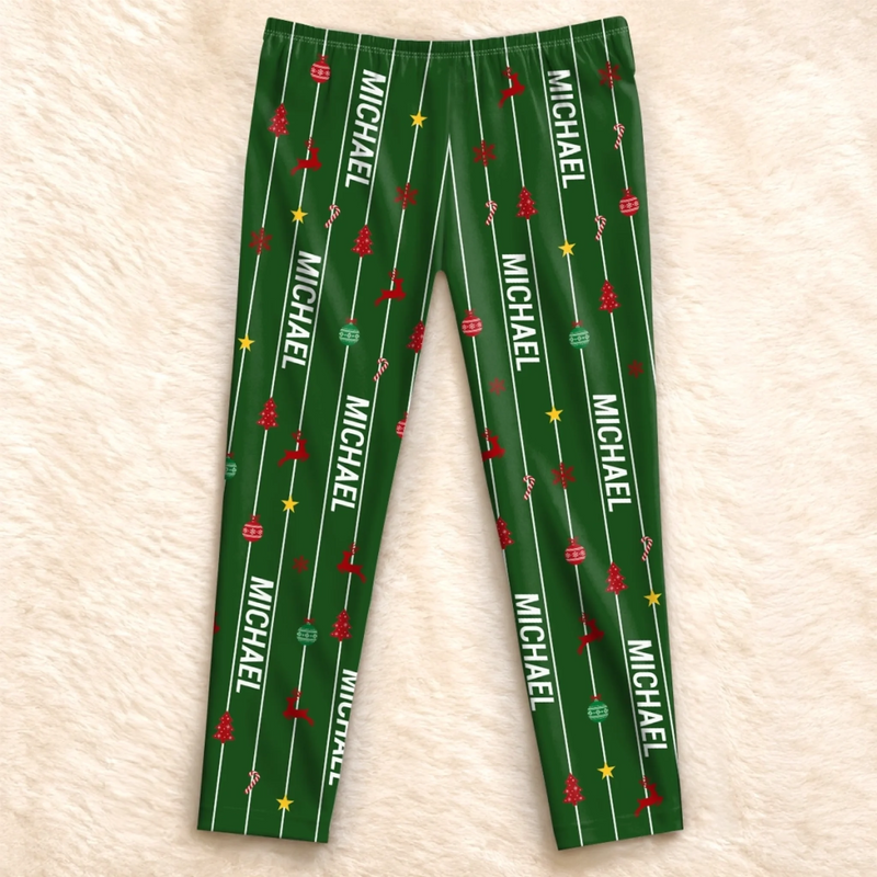 Custom Name Striped Christmas Pajama Gifts for Families - Personalized Pajamas Pants