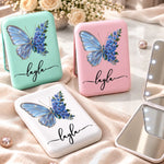 Custom Name Butterfly Floral Design - Personalized LED Compact Makeup Mirror