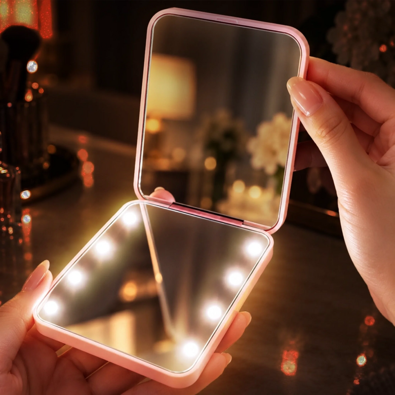 Custom Name Floral Butterfly Bookish Gifts For Book Lovers, Women - Personalized LED Compact Makeup Mirror