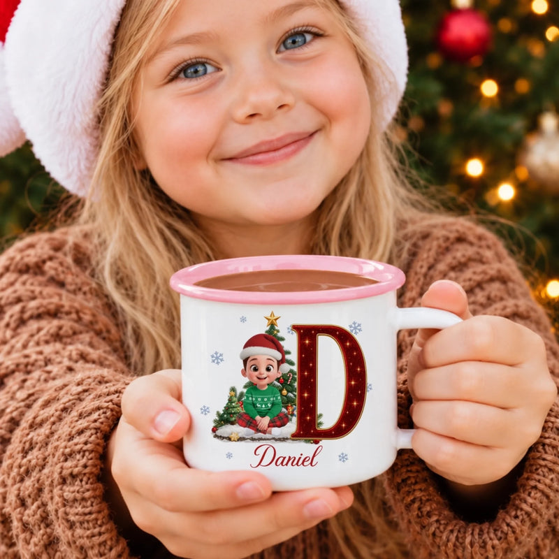 Custom Name Christmas Gifts for Kids - Personalized Enamel Mug