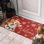 Custom Pet Photo Christmas Welcome Decor - Personalized Decorative Mat